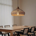 LumaWeave Rattan Pendant Light With Wood And Metal Accents