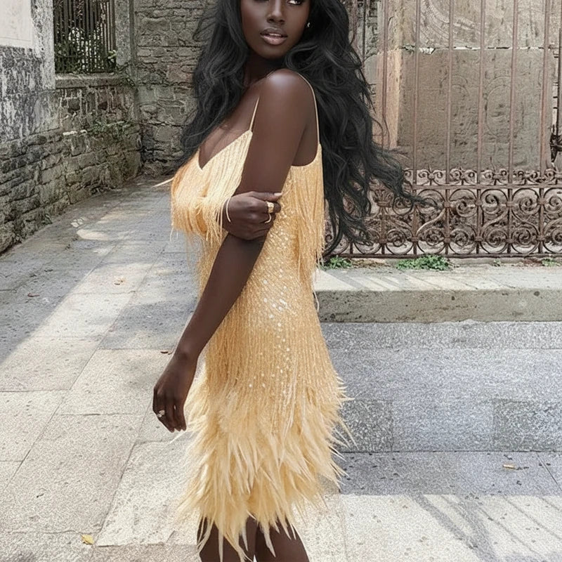 Women's Fringe Cocktail Mini Dress | Orntli