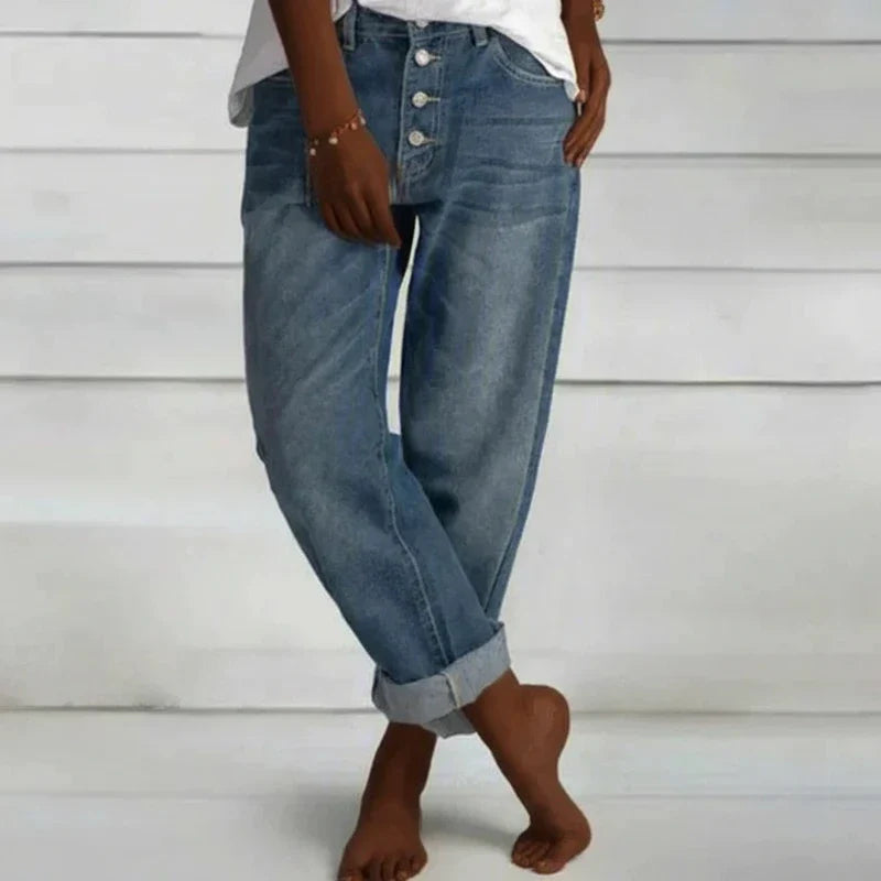 Damskie jeansy z wysokim stanem | Orntli