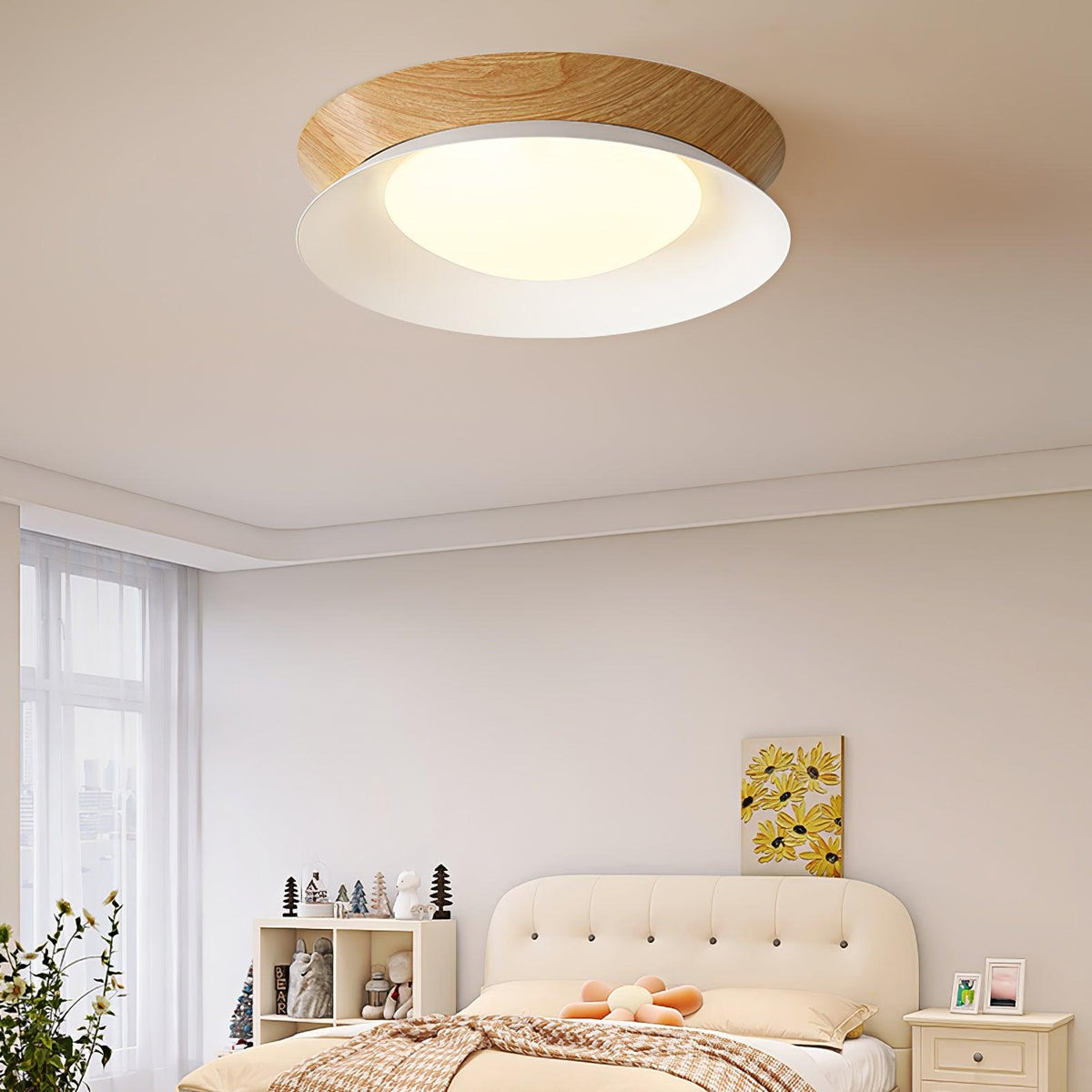 Solara loftslampe med træring, 40cm — dobbelt halvrund, nordisk stil