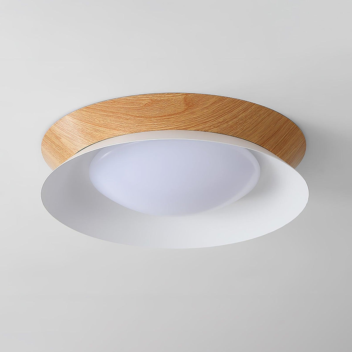 Solara loftslampe med træring, 40cm — dobbelt halvrund, nordisk stil
