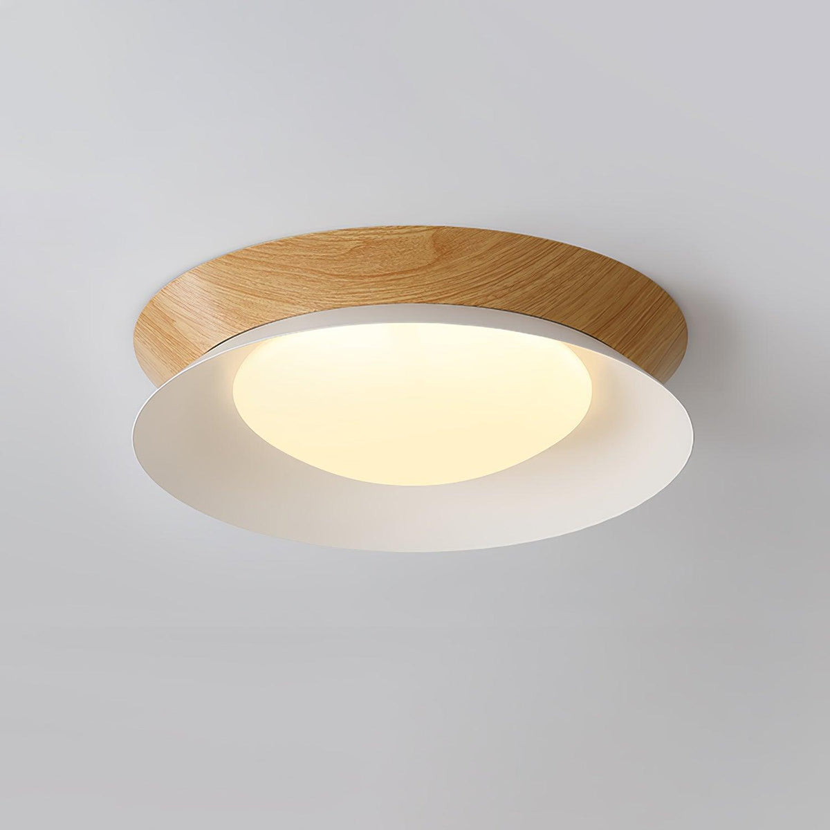 Solara loftslampe med træring, 40cm — dobbelt halvrund, nordisk stil