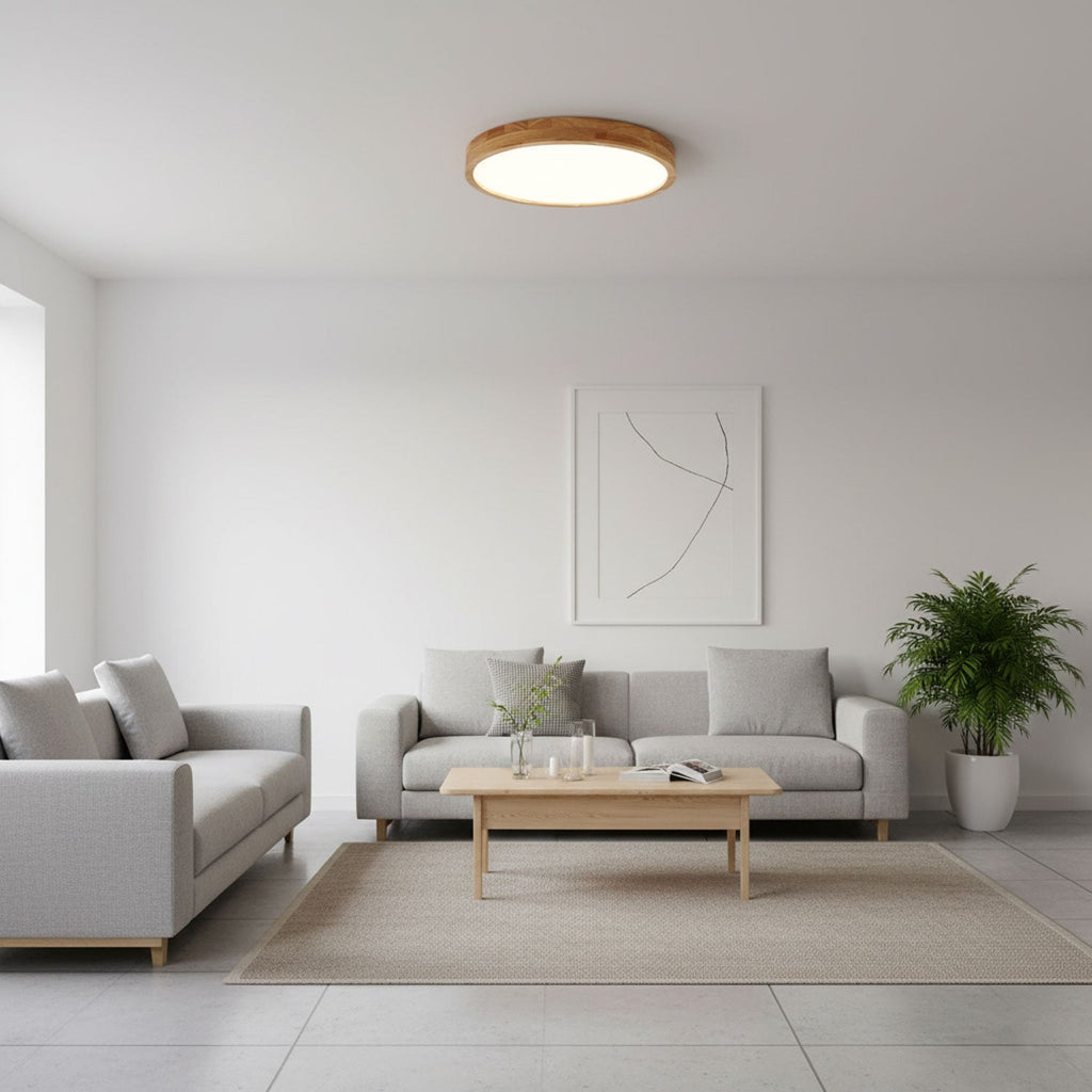 Corp de iluminat geometric modern pentru tavan, din lemn