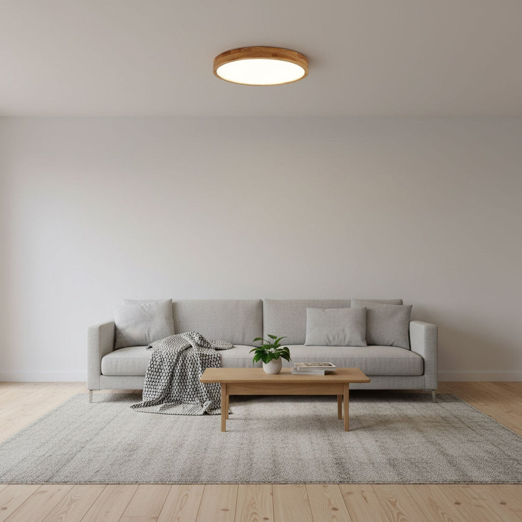 Corp de iluminat geometric modern pentru tavan, din lemn