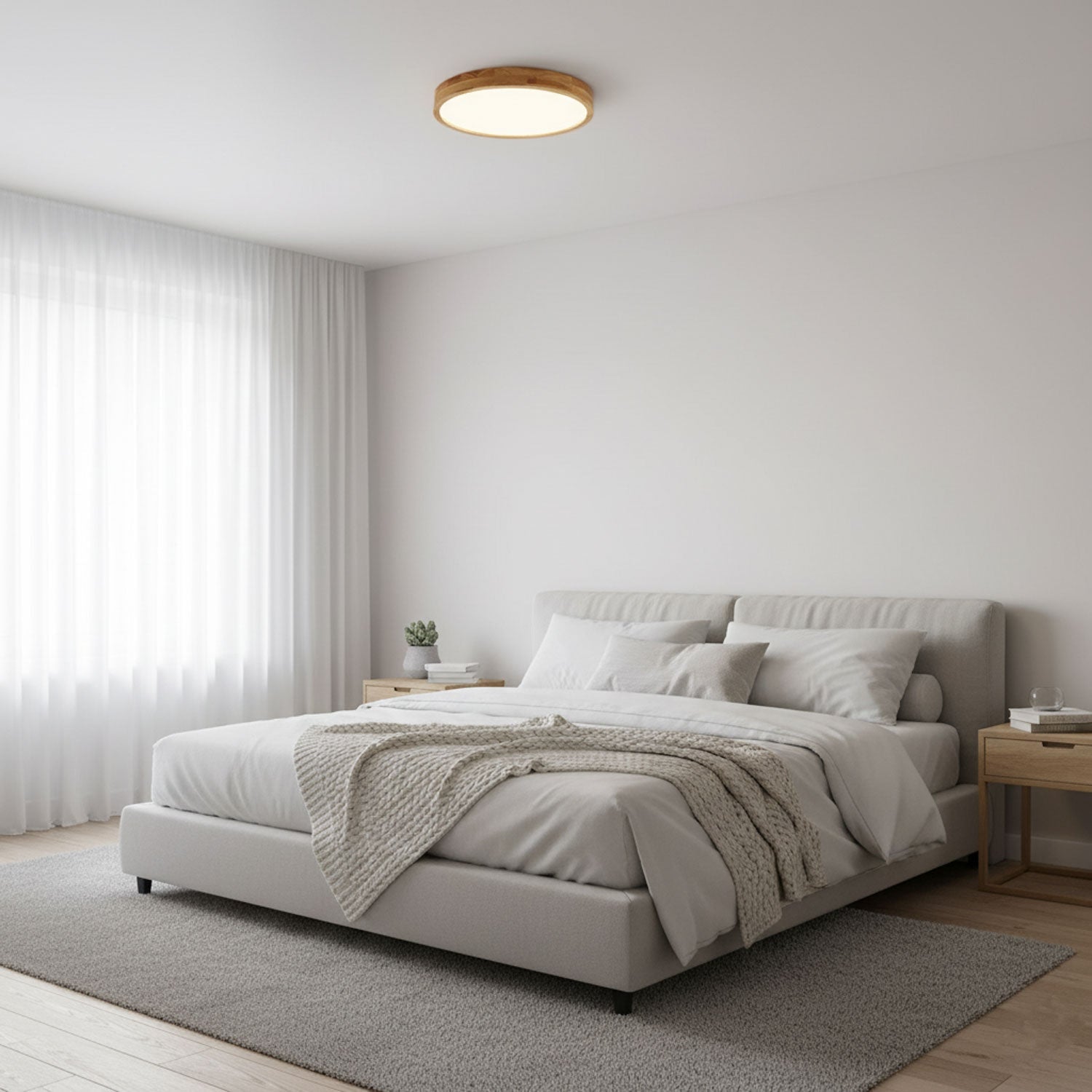 Corp de iluminat geometric modern pentru tavan, din lemn