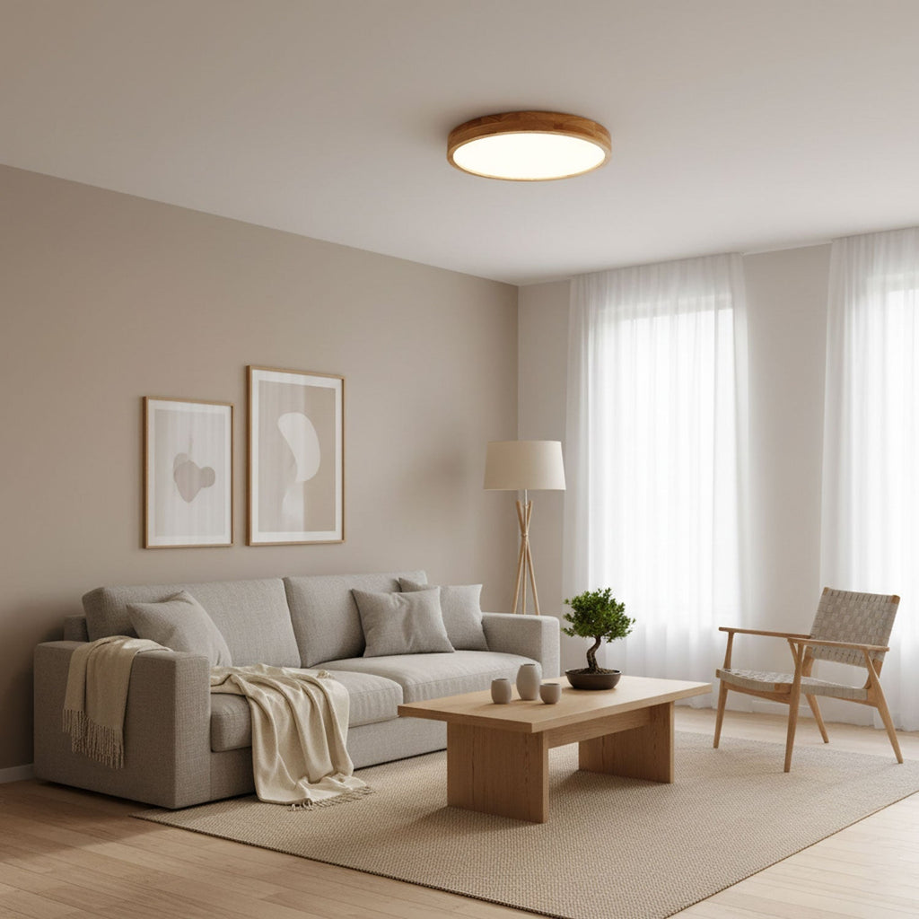Corp de iluminat geometric modern pentru tavan, din lemn
