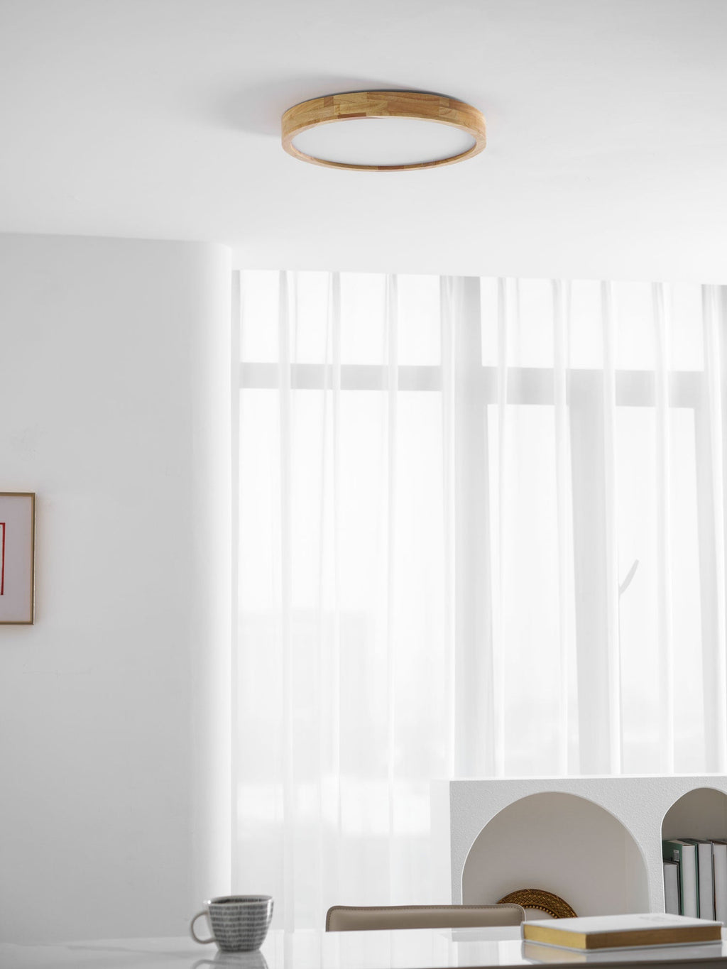 Corp de iluminat geometric modern pentru tavan, din lemn
