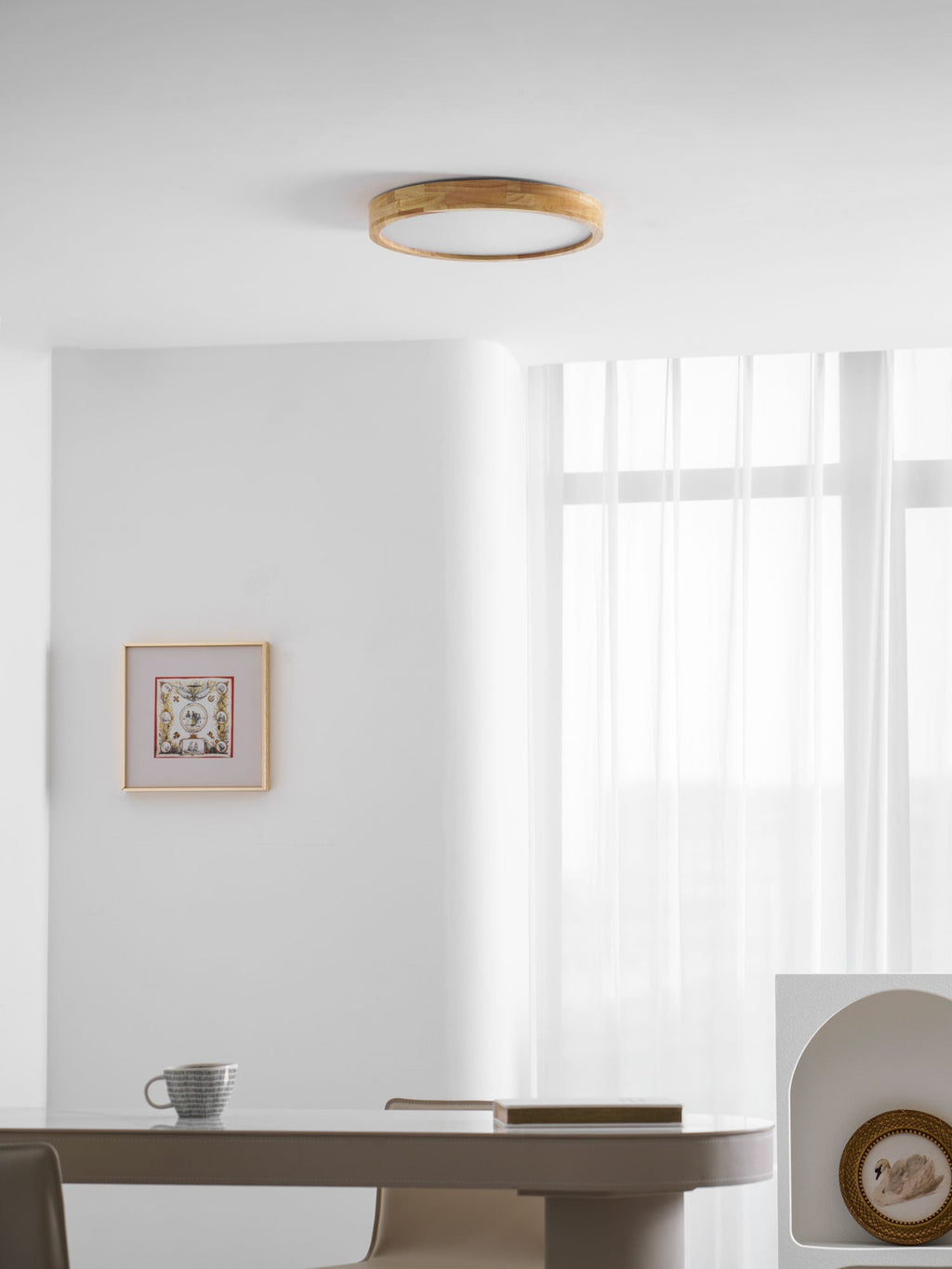 Corp de iluminat geometric modern pentru tavan, din lemn