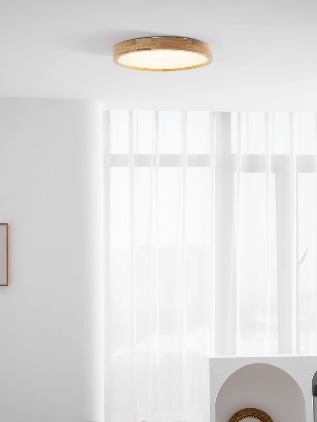 Corp de iluminat geometric modern pentru tavan, din lemn