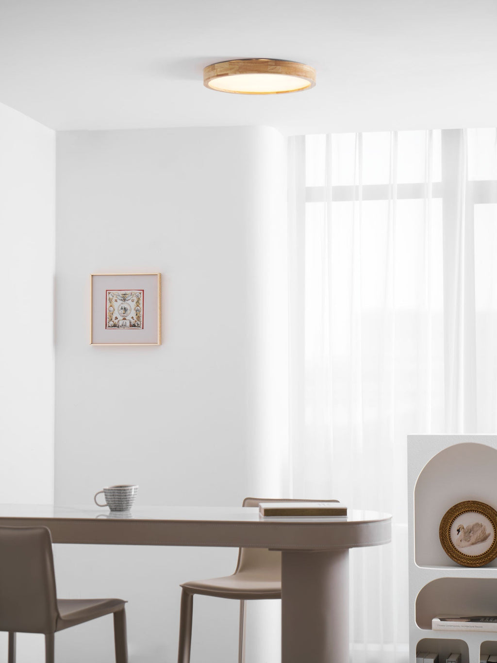 Corp de iluminat geometric modern pentru tavan, din lemn