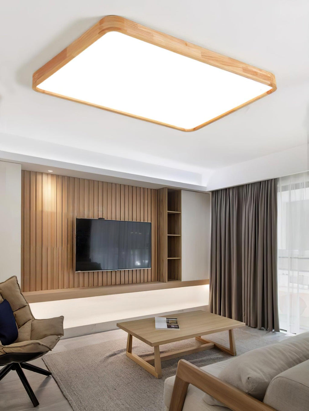 Corp de iluminat geometric modern pentru tavan, din lemn