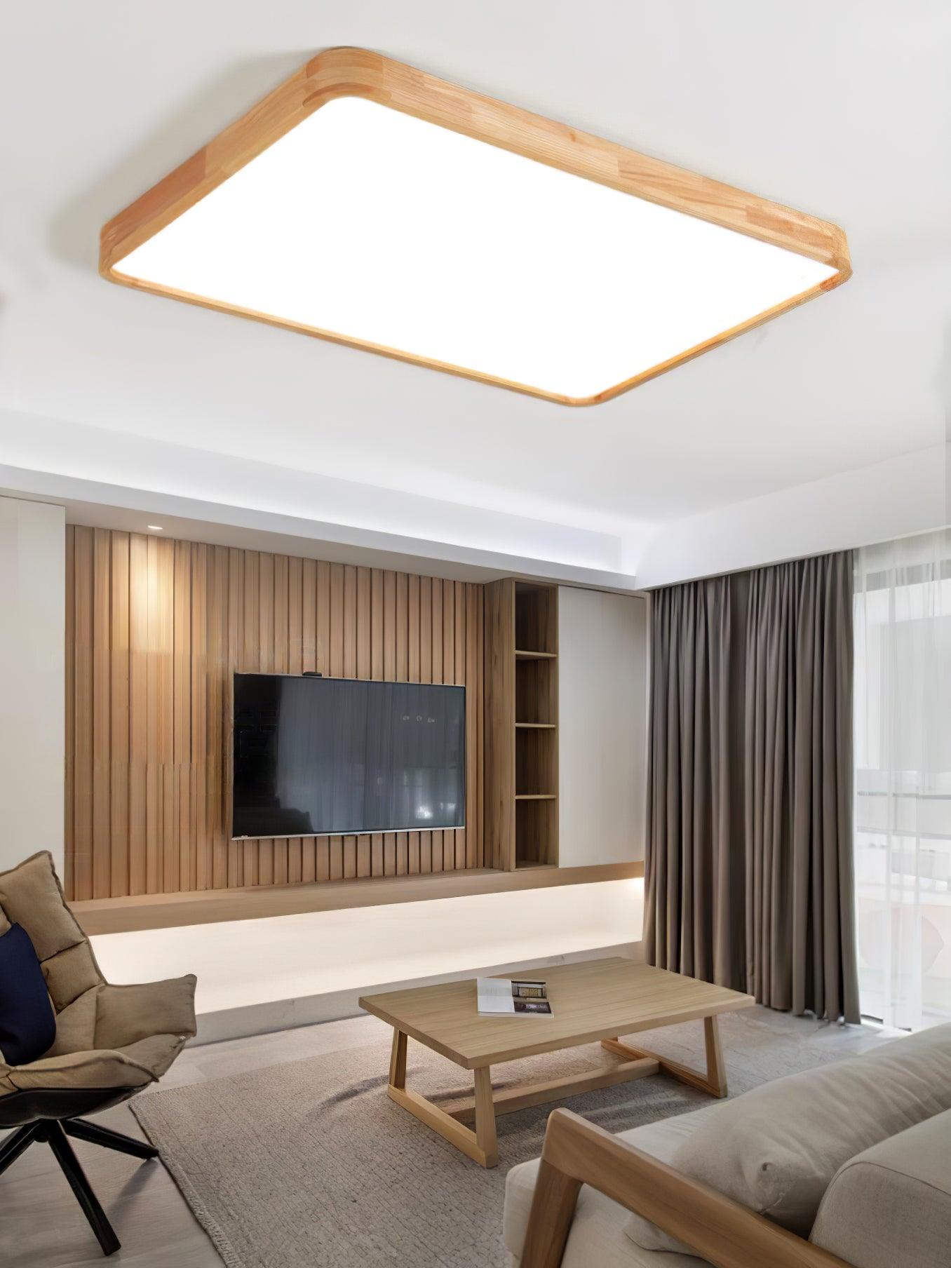 Corp de iluminat geometric modern pentru tavan, din lemn