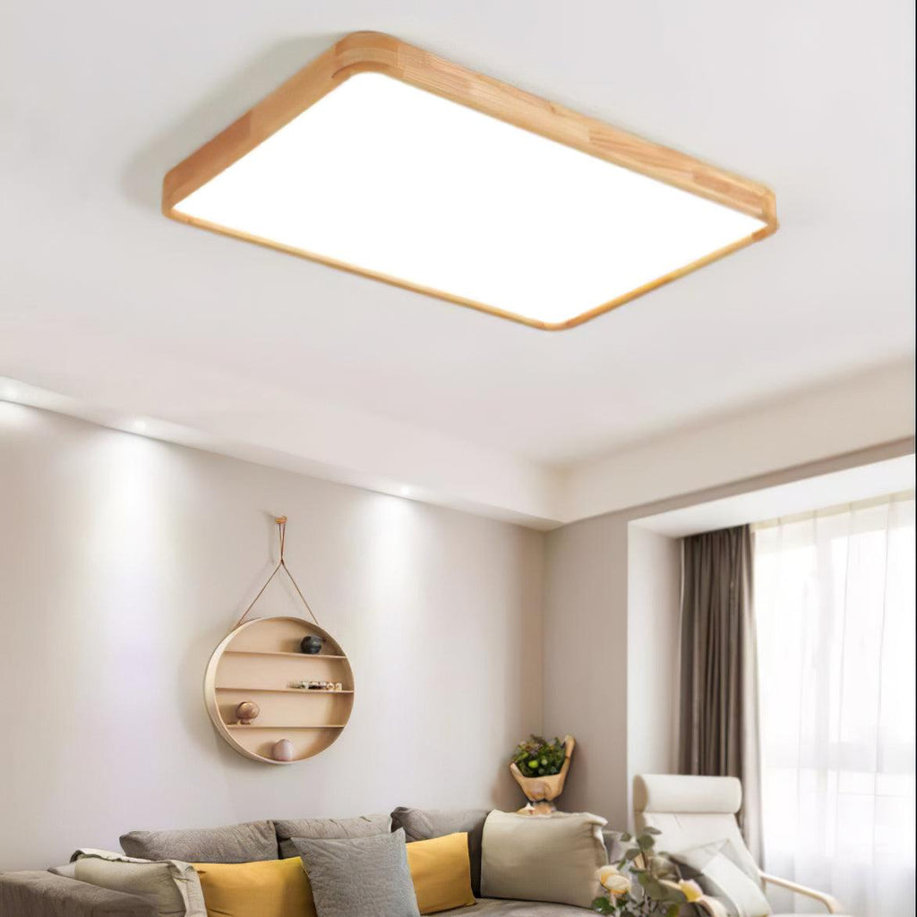 Corp de iluminat geometric modern pentru tavan, din lemn