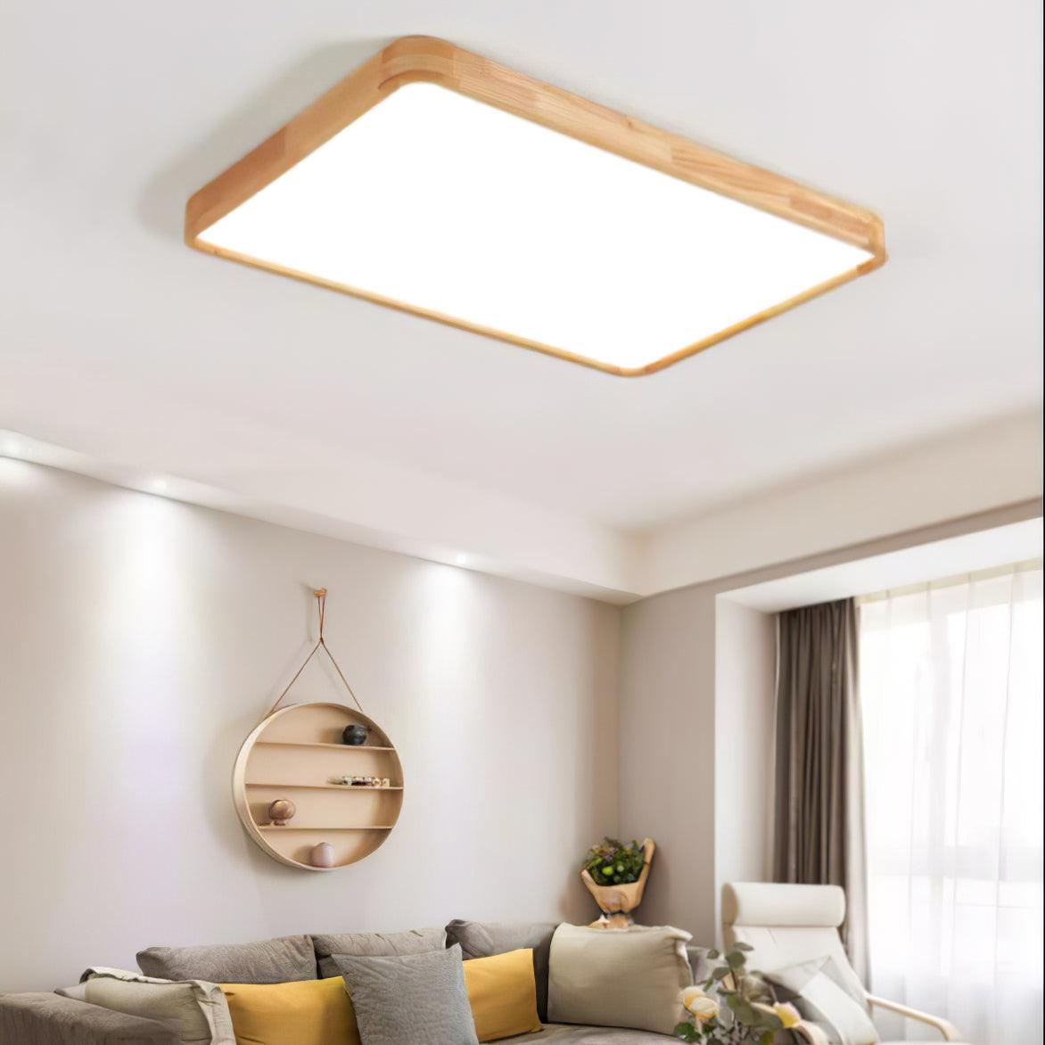 Corp de iluminat geometric modern pentru tavan, din lemn