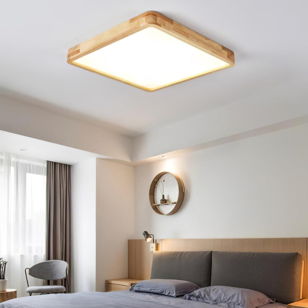 Corp de iluminat geometric modern pentru tavan, din lemn