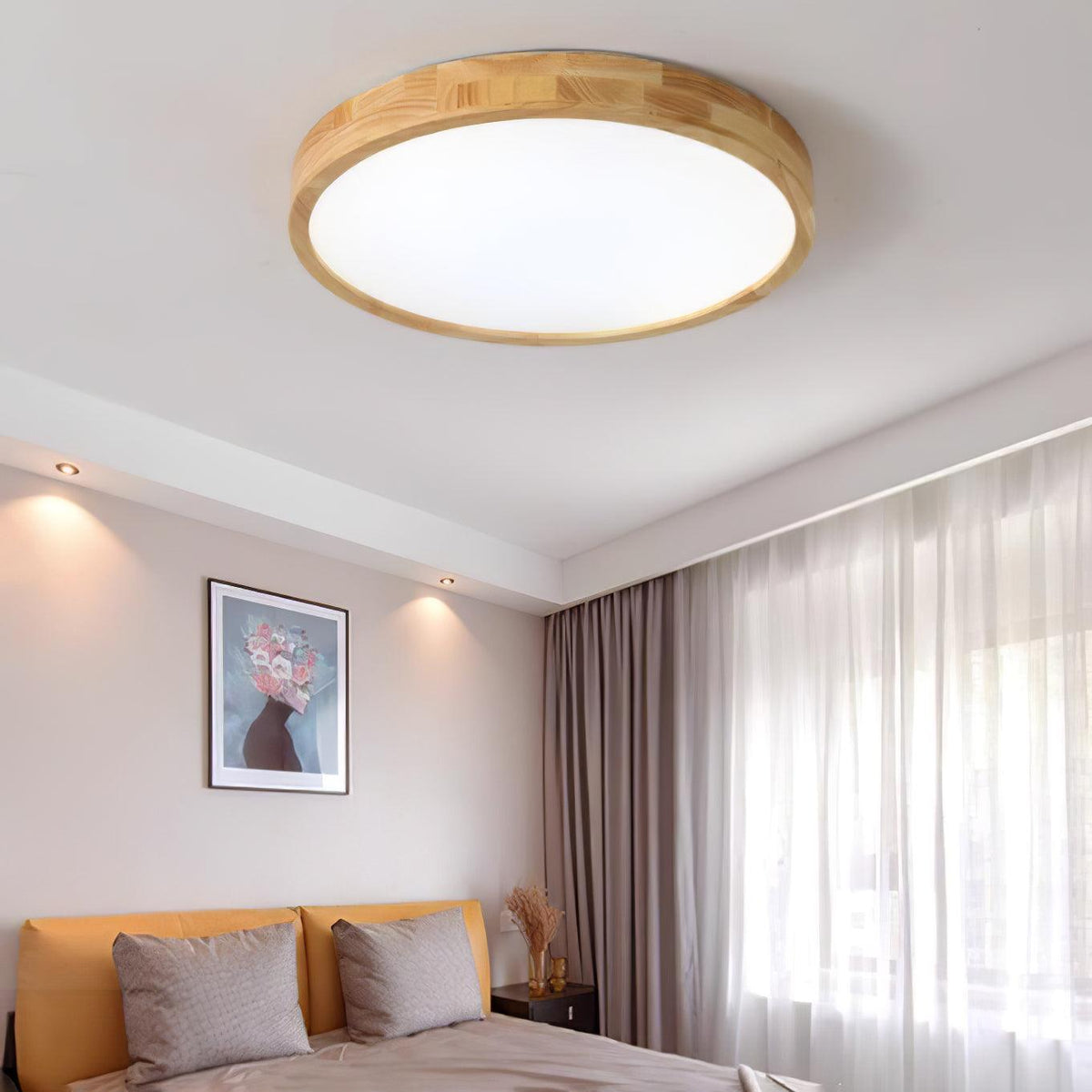 Corp de iluminat geometric modern pentru tavan, din lemn