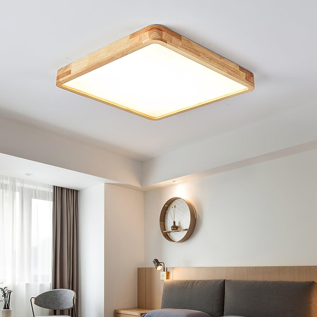 Corp de iluminat geometric modern pentru tavan, din lemn