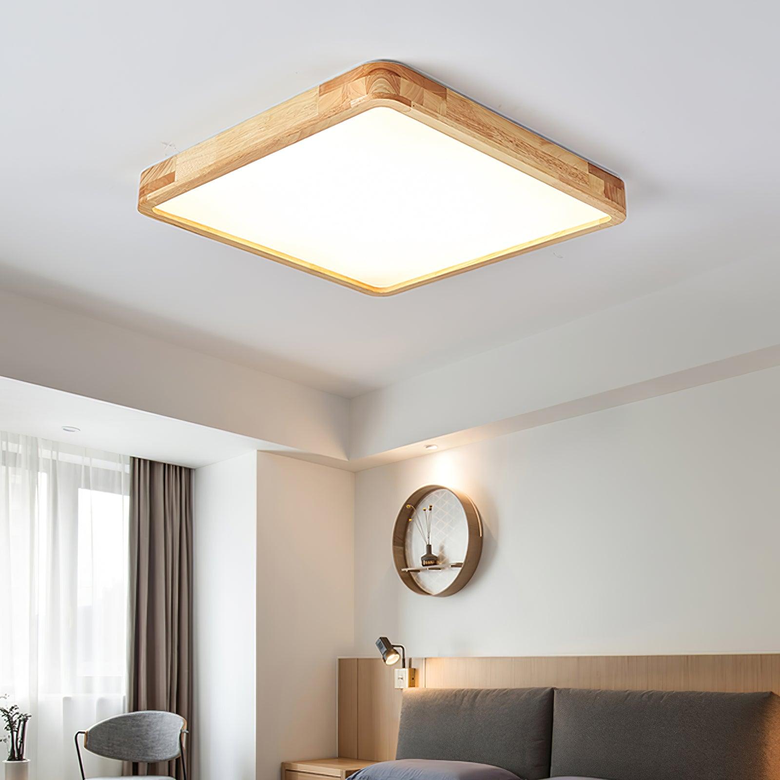 Corp de iluminat geometric modern pentru tavan, din lemn