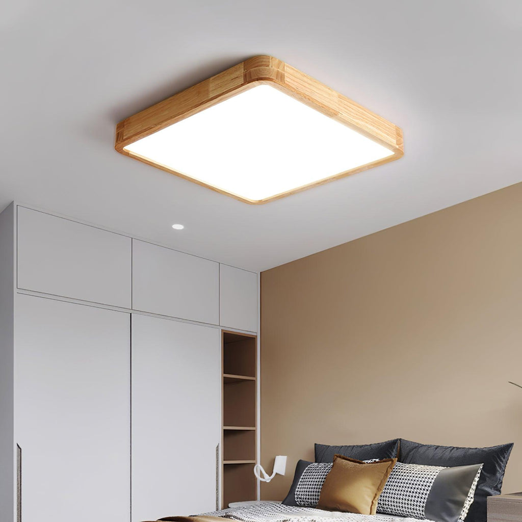 Corp de iluminat geometric modern pentru tavan, din lemn