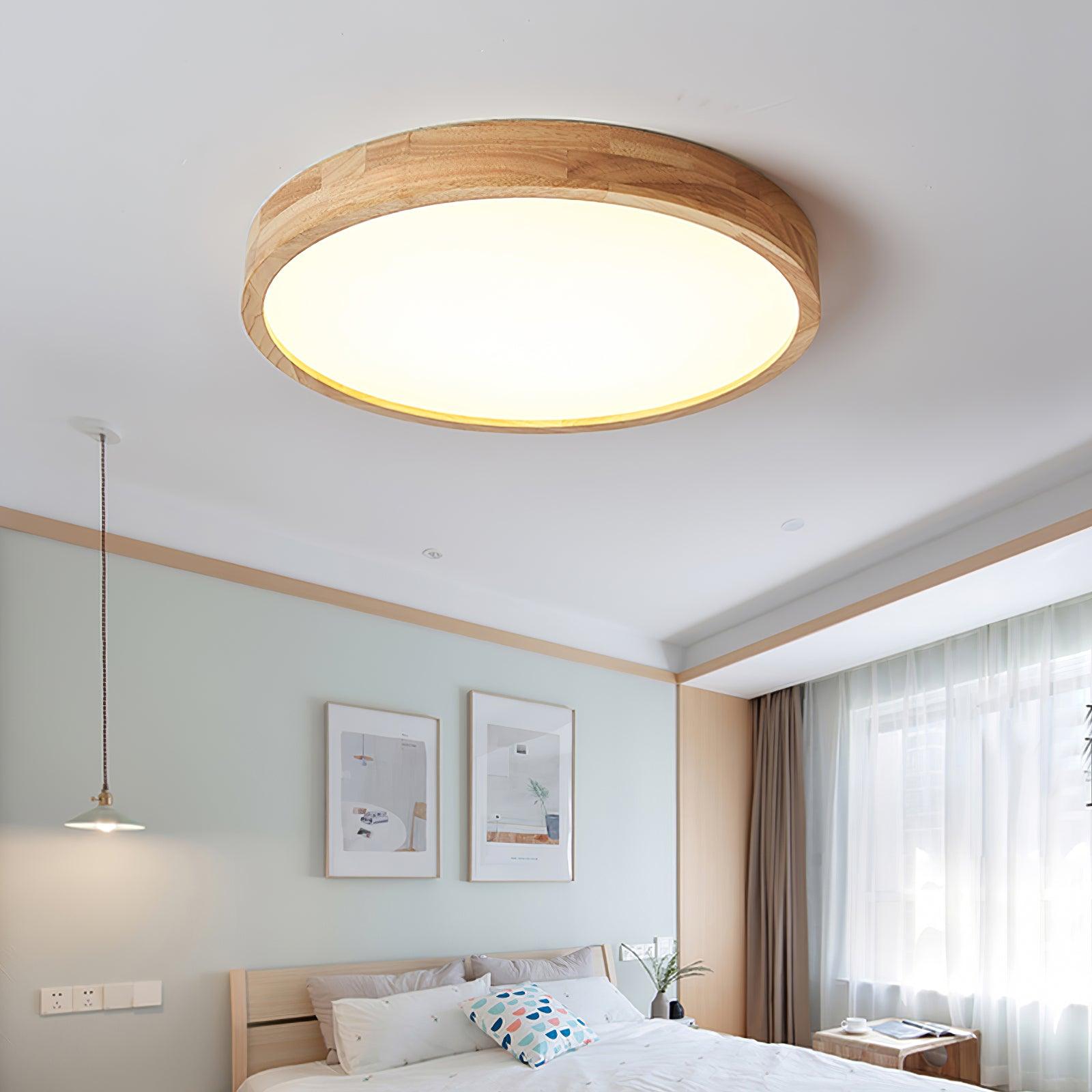 Corp de iluminat geometric modern pentru tavan, din lemn