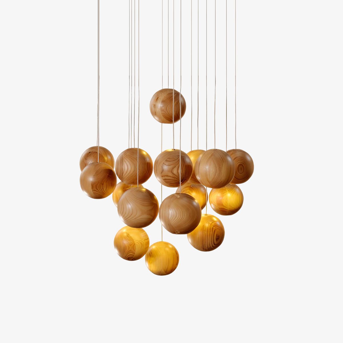 Wooden Orb Sphere Cluster Pendant Light - Vakkerlight