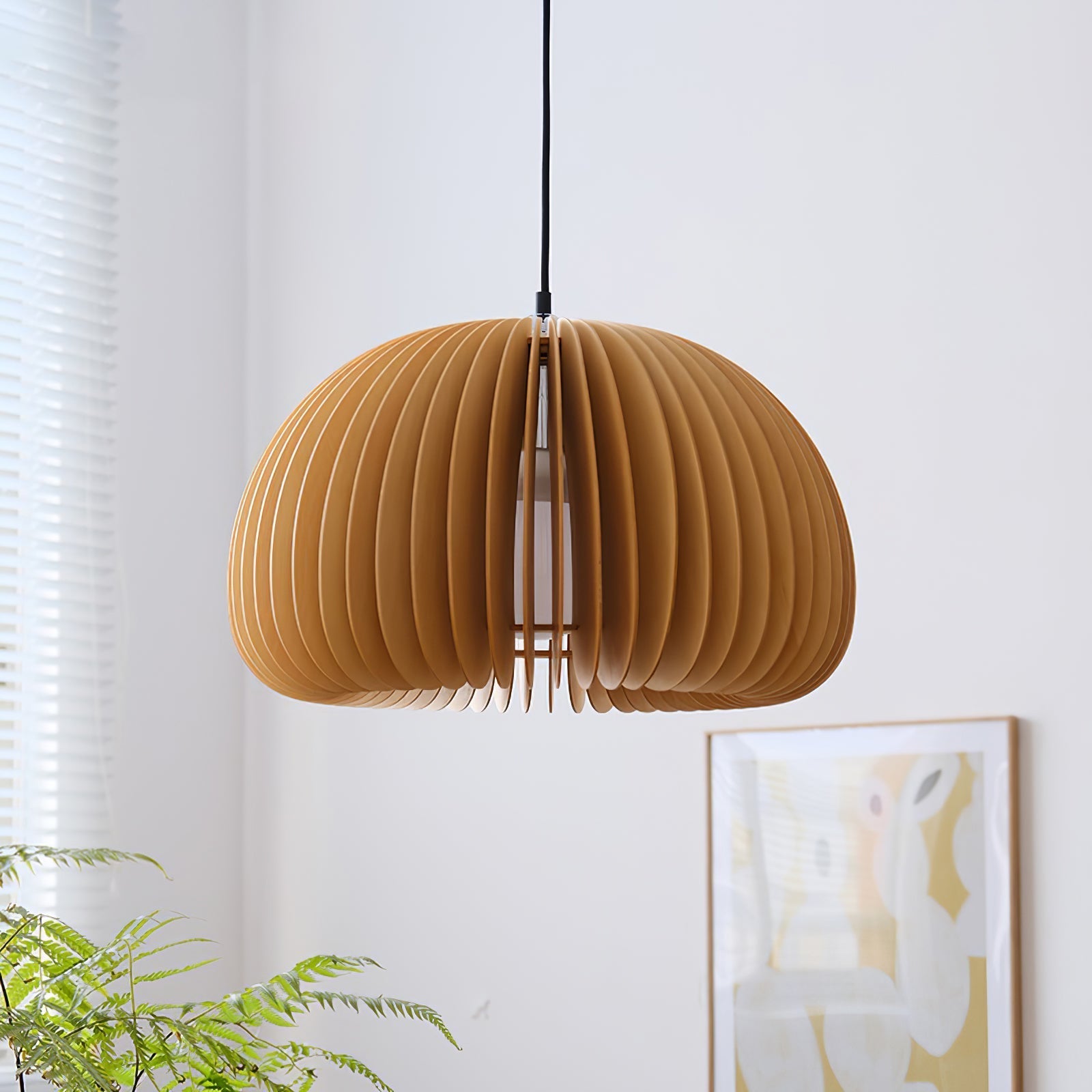 Lampada a sospensione da soffitto con zucca in legno
