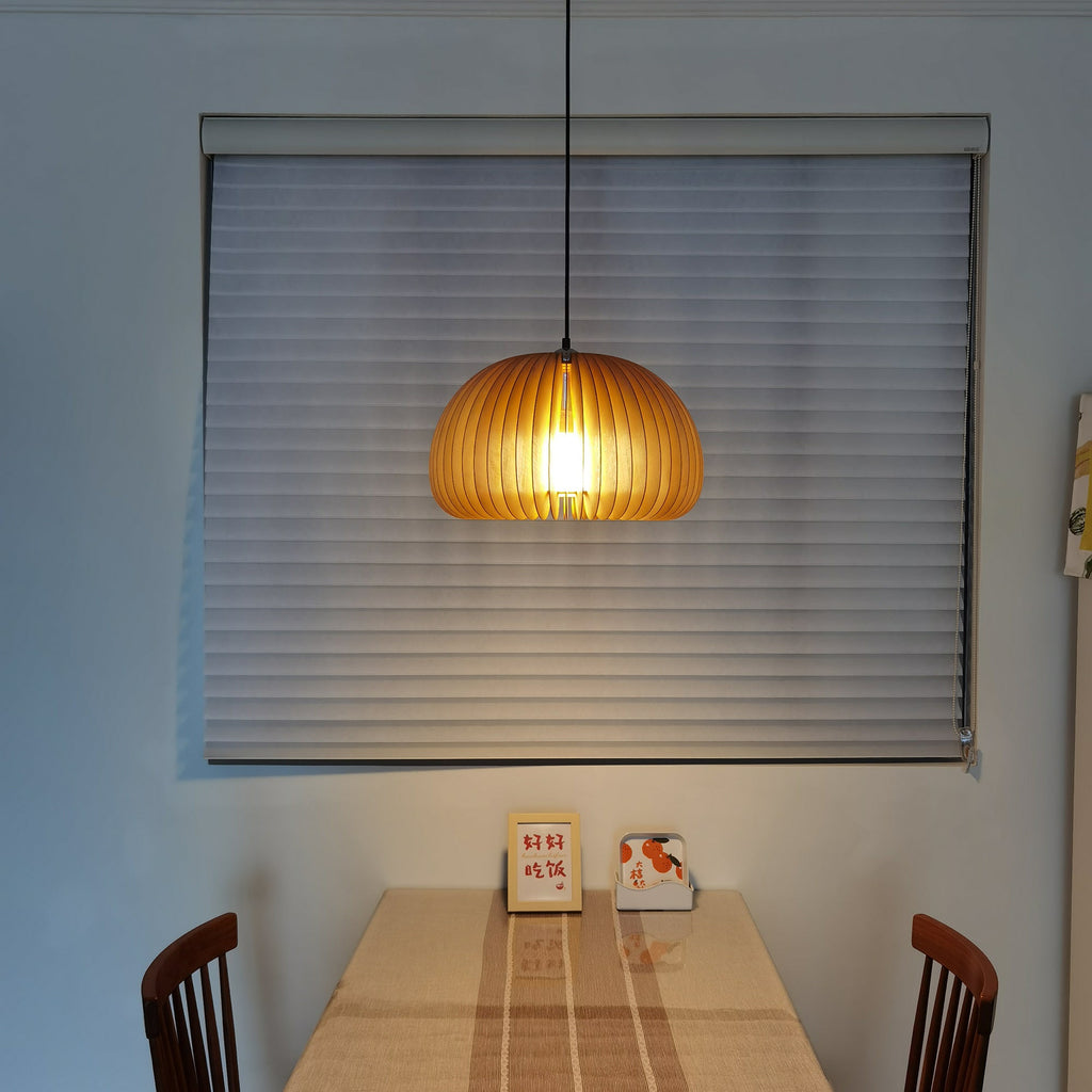 Lampada a sospensione da soffitto con zucca in legno