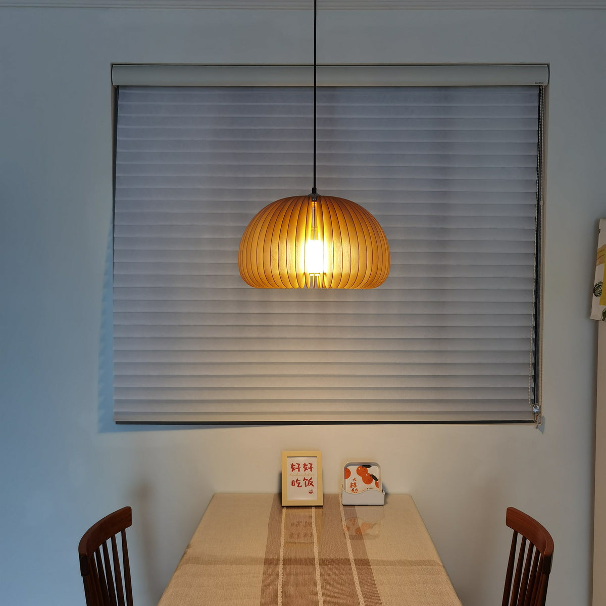 Lampada a sospensione da soffitto con zucca in legno