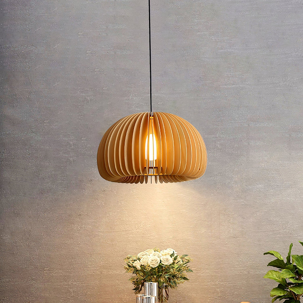 Lampada a sospensione da soffitto con zucca in legno