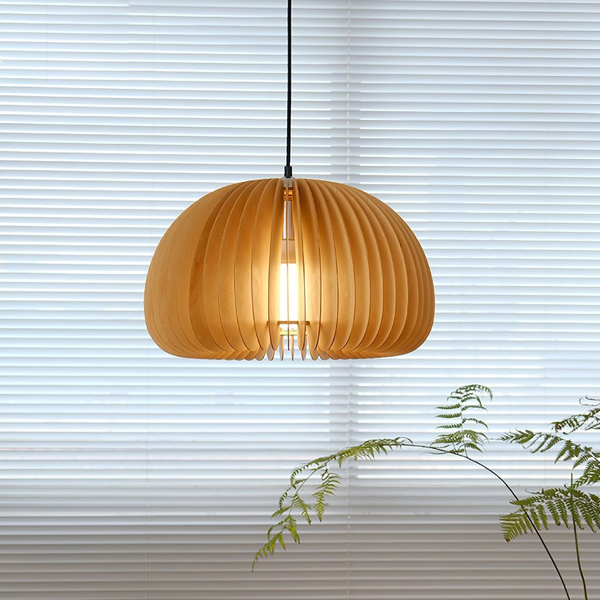 Lampada a sospensione da soffitto con zucca in legno