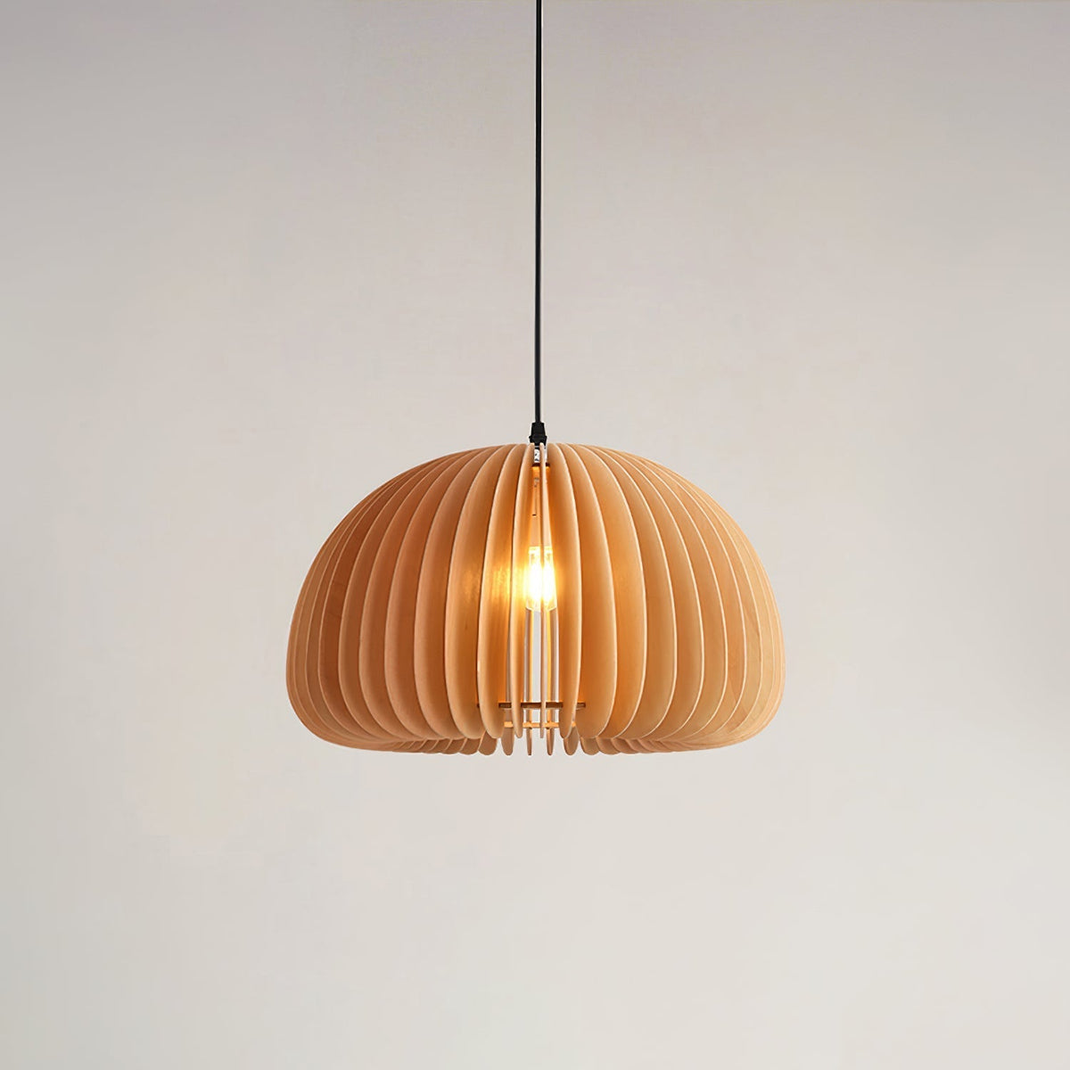 Lampada a sospensione da soffitto con zucca in legno
