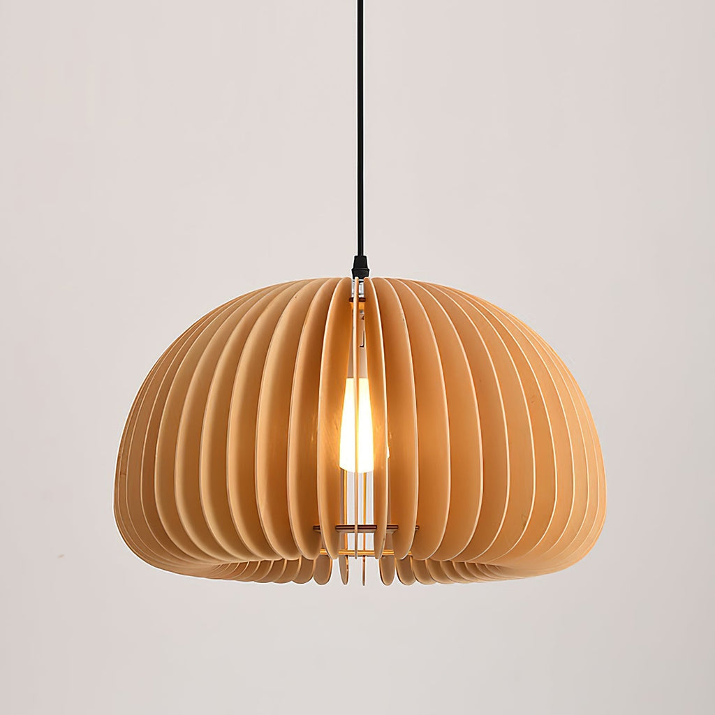 Lampada a sospensione da soffitto con zucca in legno