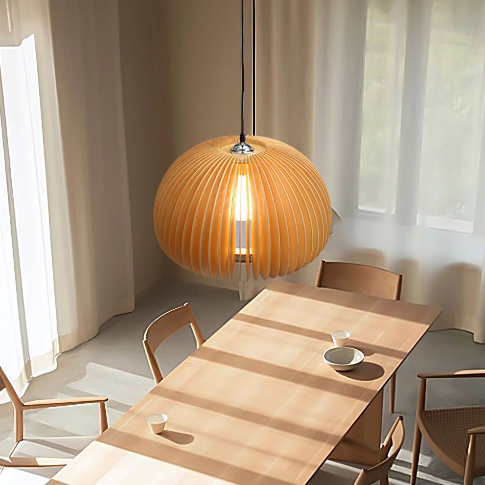 Lampada a sospensione da soffitto con zucca in legno