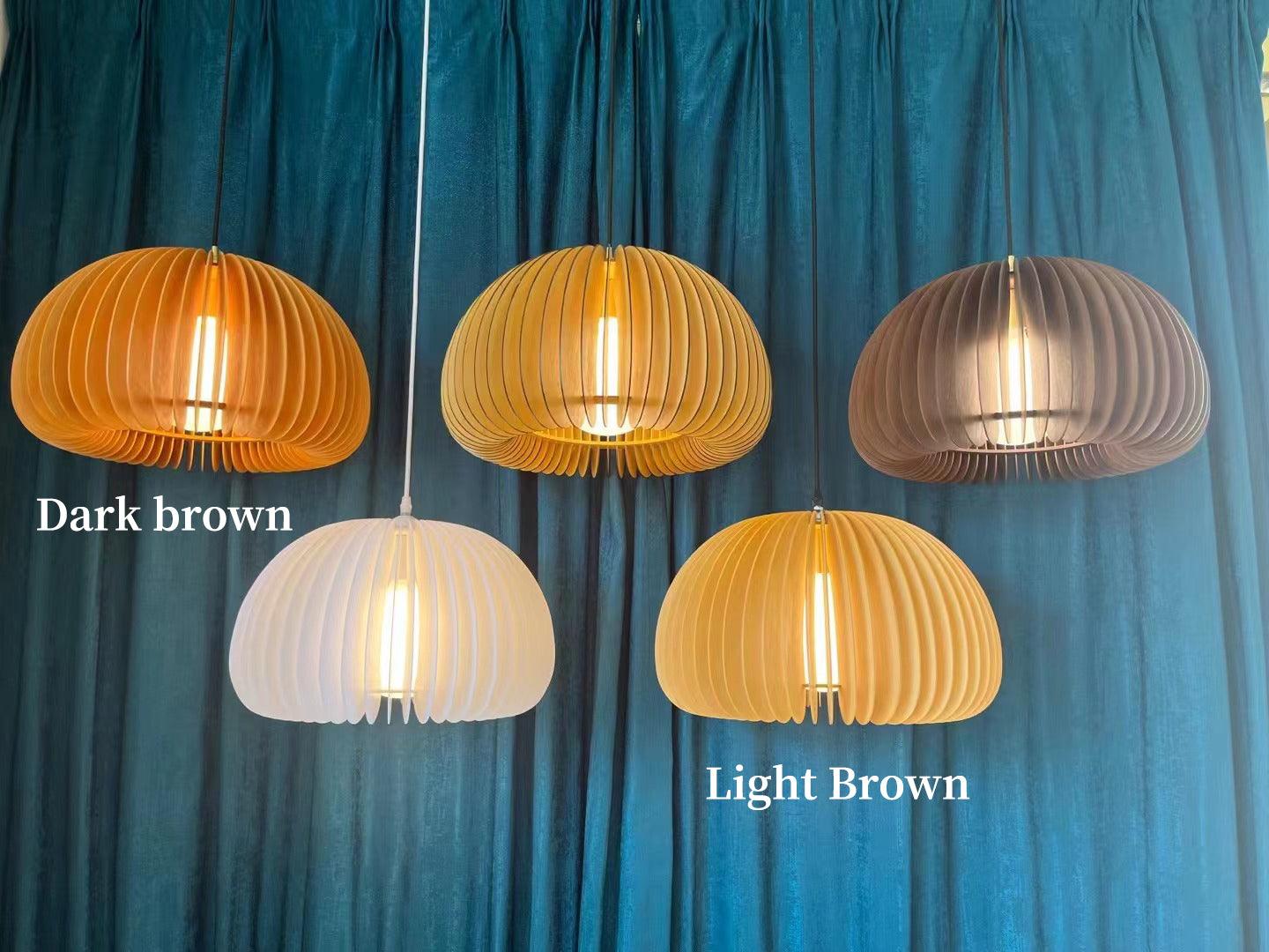 Lampada a sospensione da soffitto con zucca in legno