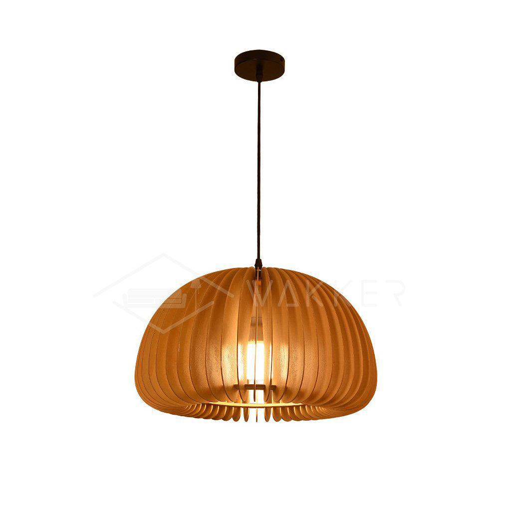 Lampada a sospensione da soffitto con zucca in legno