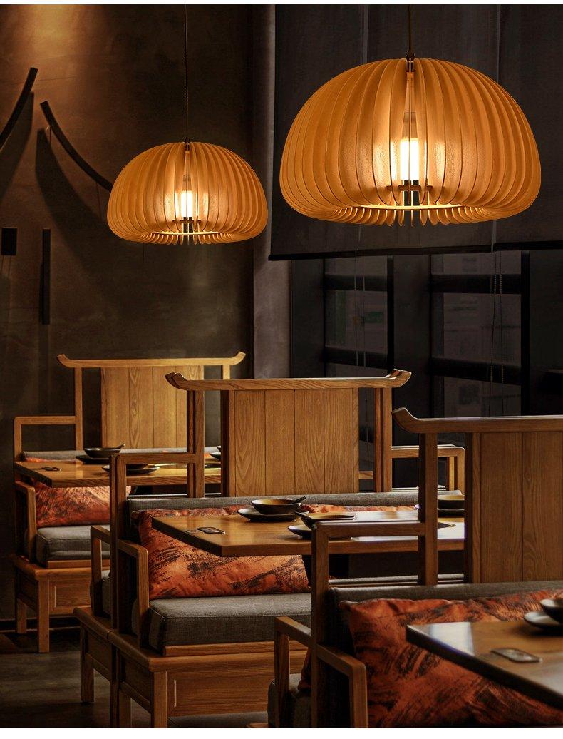 Lampada a sospensione da soffitto con zucca in legno