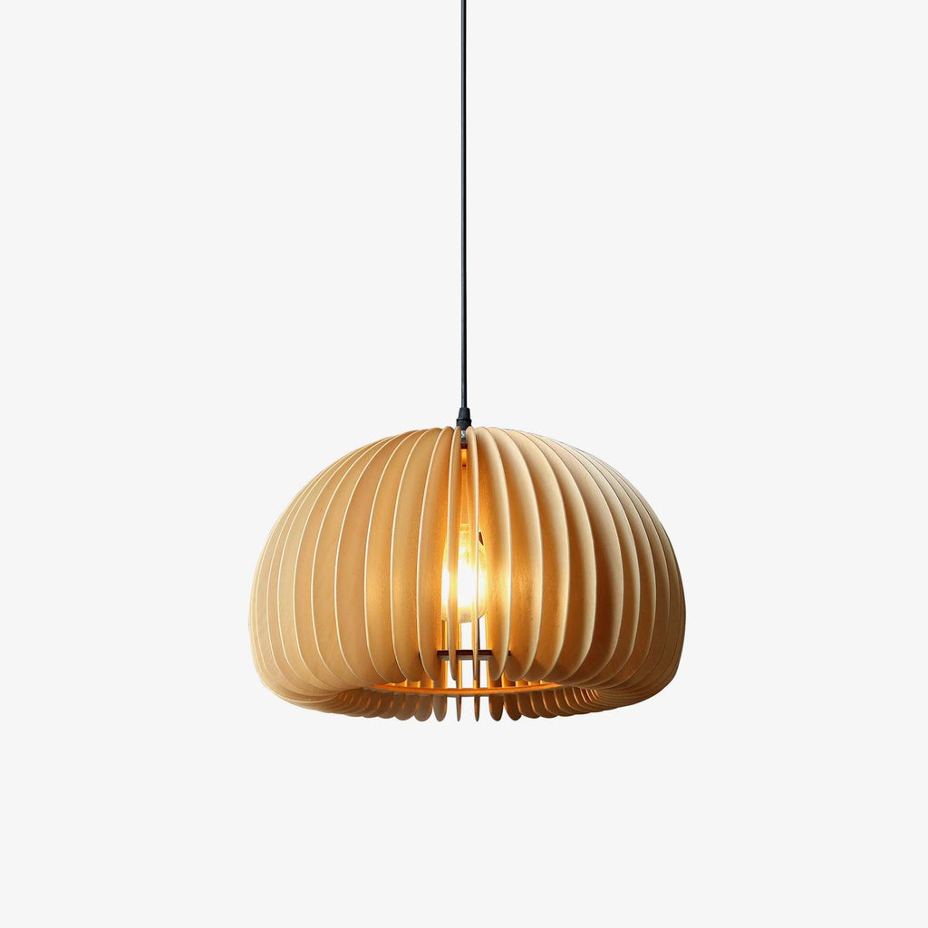 Lampada a sospensione da soffitto con zucca in legno