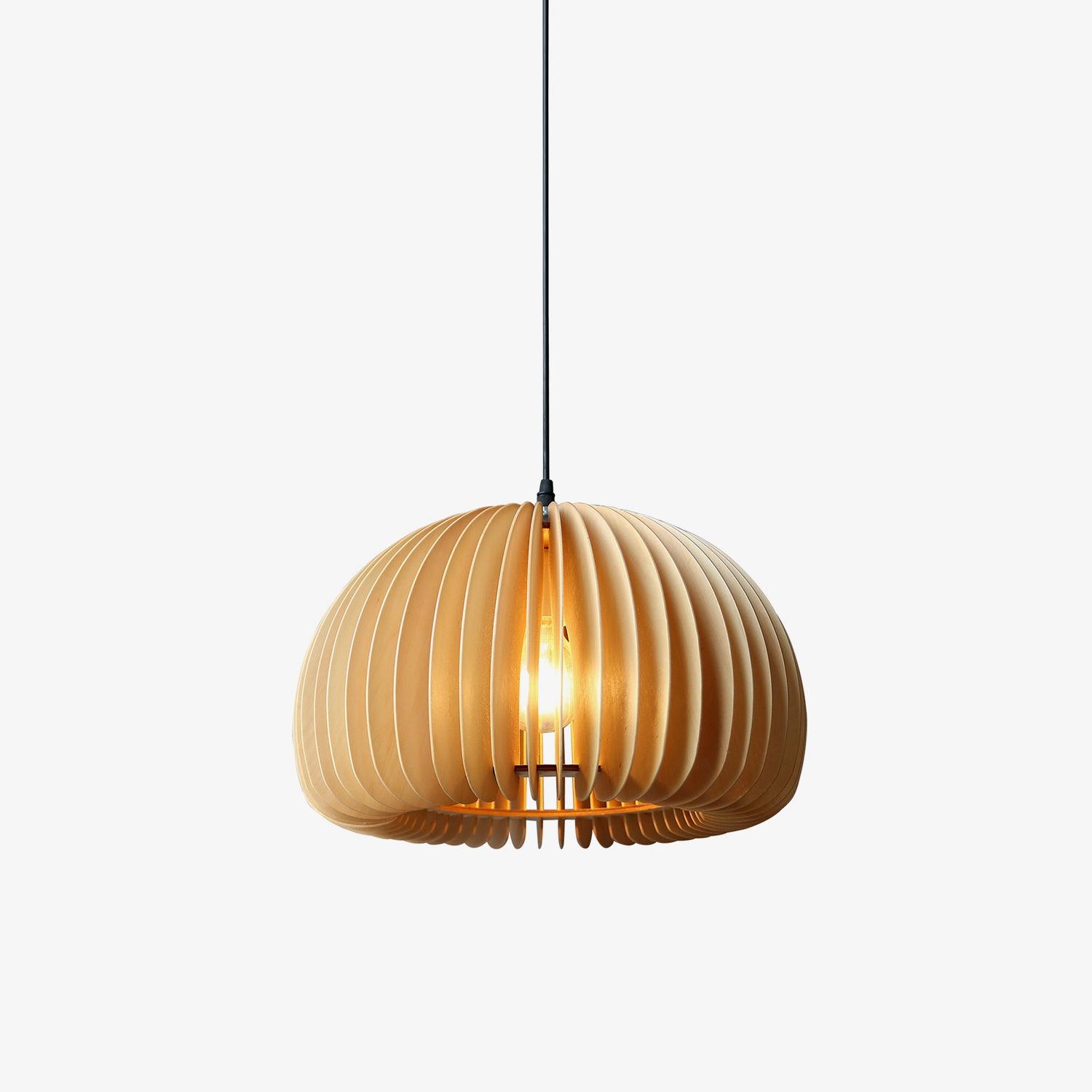 Lampada a sospensione da soffitto con zucca in legno