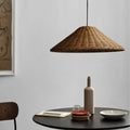 Muto vintage håndlavet LED-pendellampe i rattan — loftmontering med fast tilslutning, pærer medfølger ikke
