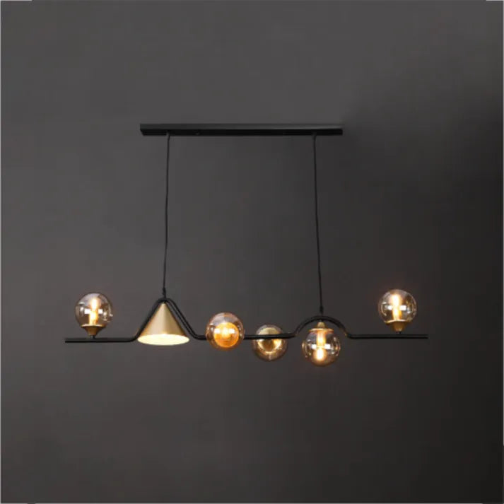 Arisha modern LED-pendellampa — svart/guld-färgat glas