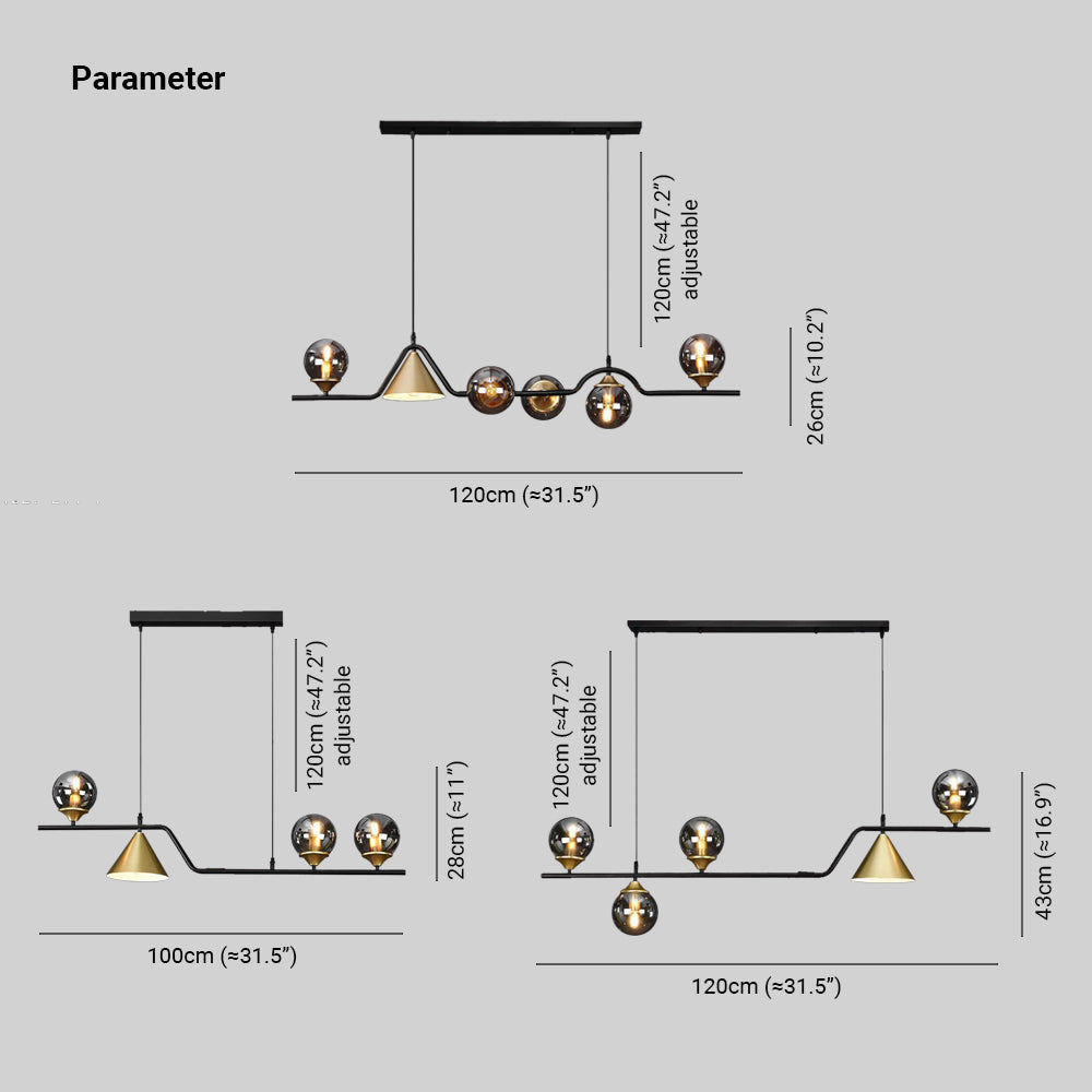 Arisha modern LED-pendellampa — svart/guld-färgat glas