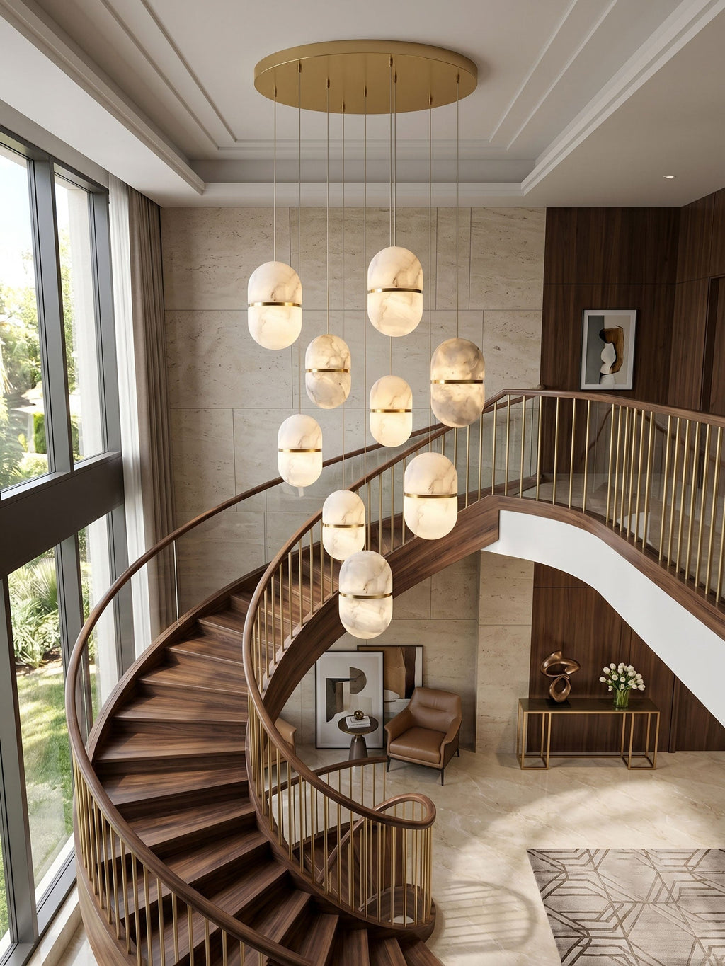 Lampada da soffitto a sospensione YUM in alabastro elegante