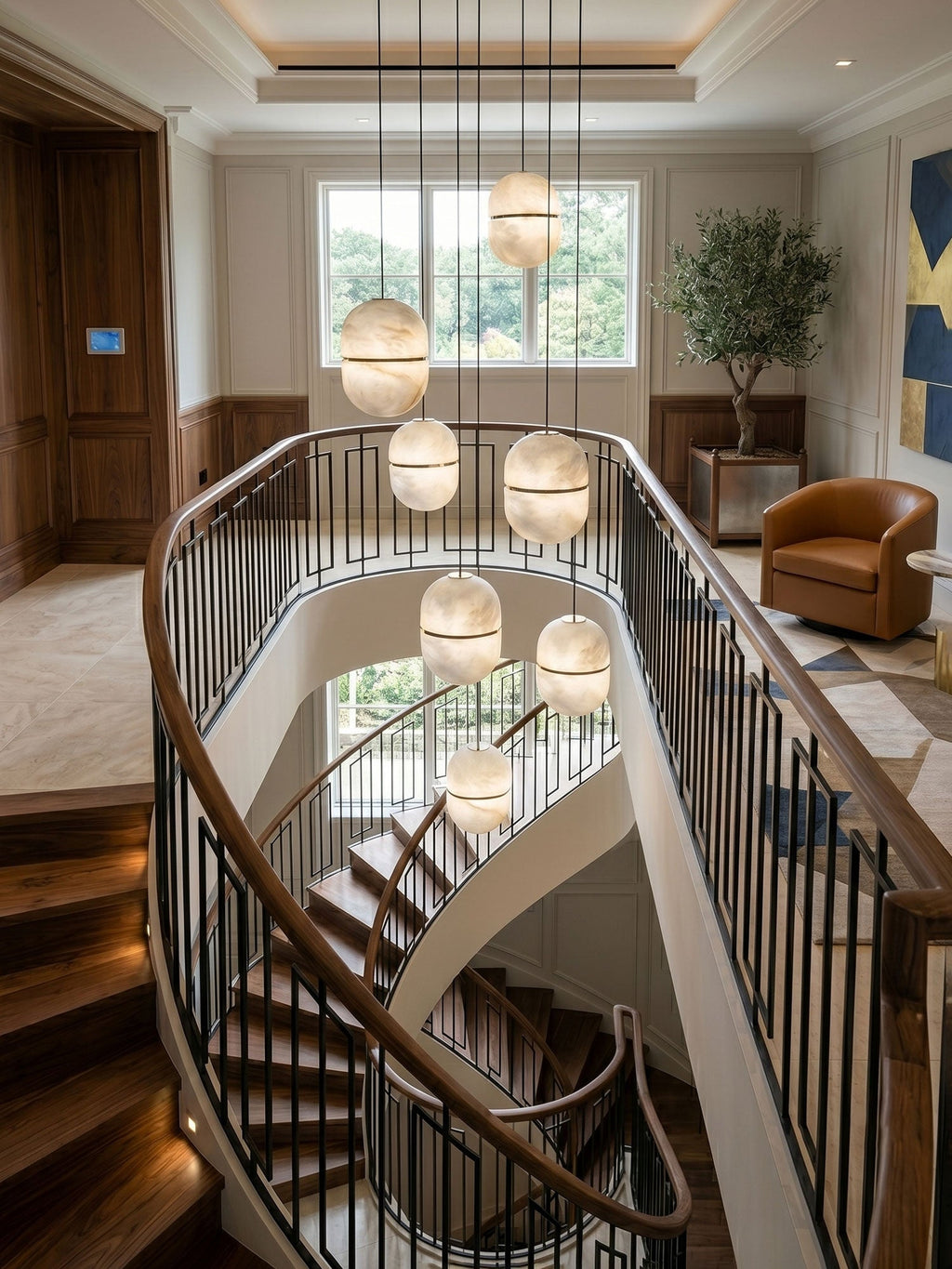 Lampada da soffitto a sospensione YUM in alabastro elegante
