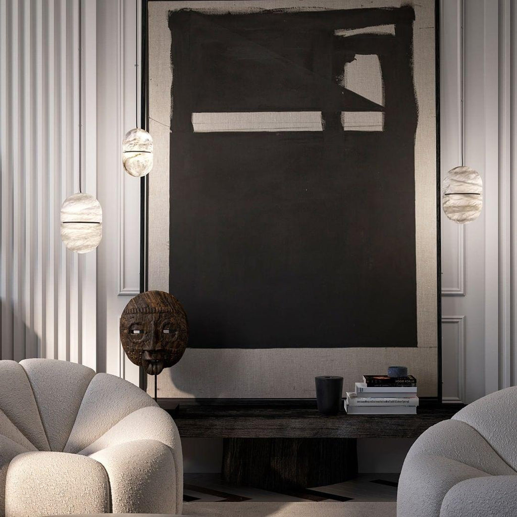 Lampada da soffitto a sospensione YUM in alabastro elegante