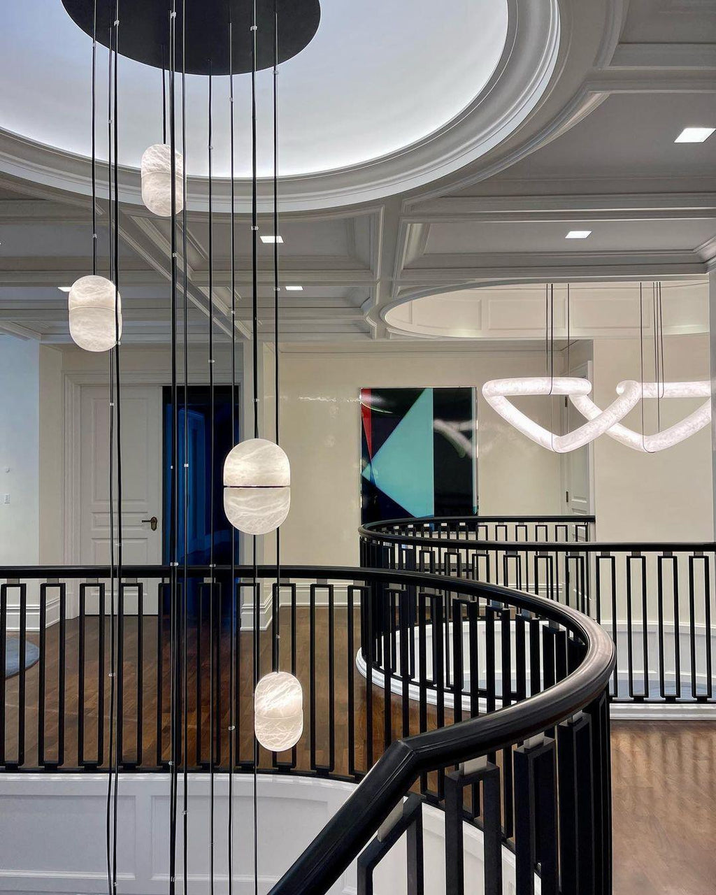 Lampada da soffitto a sospensione YUM in alabastro elegante