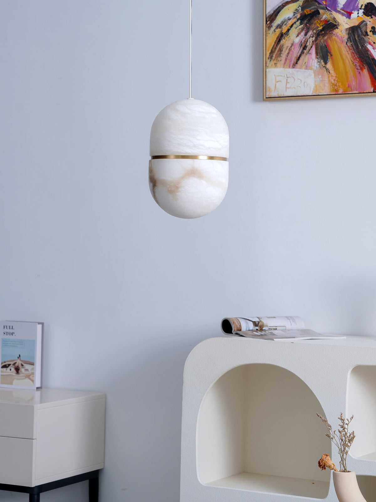 Lampada da soffitto a sospensione YUM in alabastro elegante