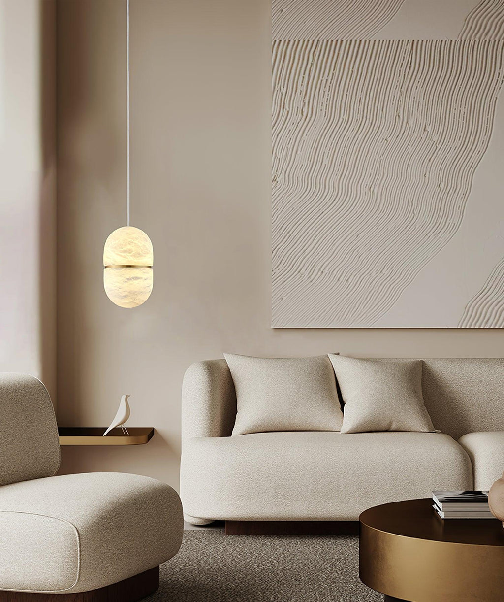 Lampada da soffitto a sospensione YUM in alabastro elegante