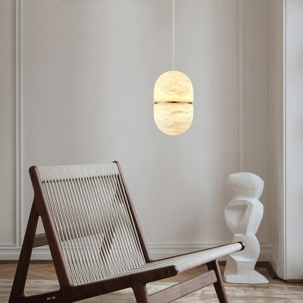 Lampada da soffitto a sospensione YUM in alabastro elegante
