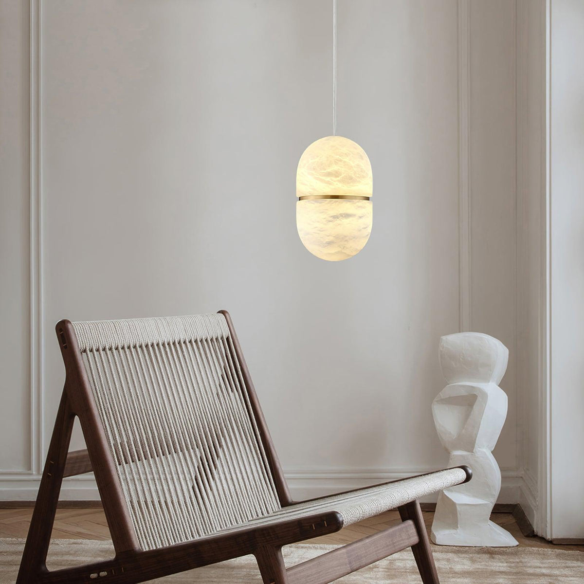 Lampada da soffitto a sospensione YUM in alabastro elegante