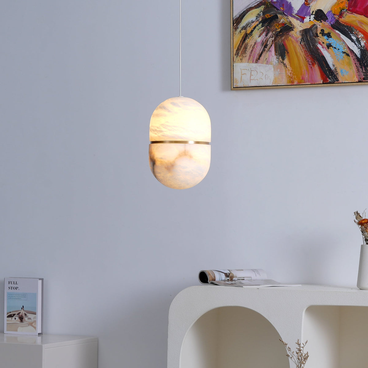 Lampada da soffitto a sospensione YUM in alabastro elegante